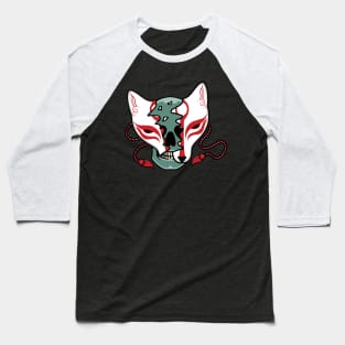 Japanese kitsune mask with skull Baseball T-Shirt